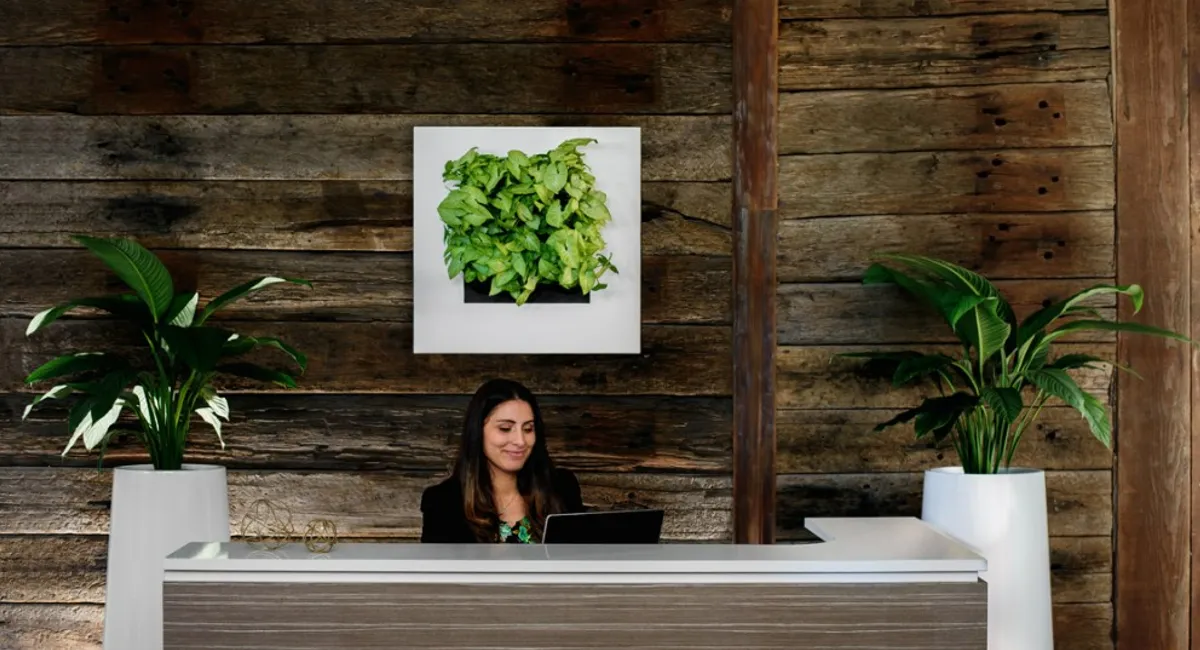 Hall de réception avec plantes d'intérieur